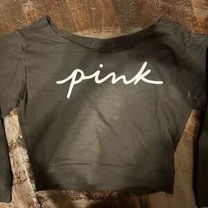 PINK Victoria's Secret Black Sweatshirt with White Logo